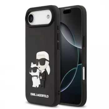 Karl Lagerfeld 3D Rubber Karl and Choupette Case for iPhone Air, Black