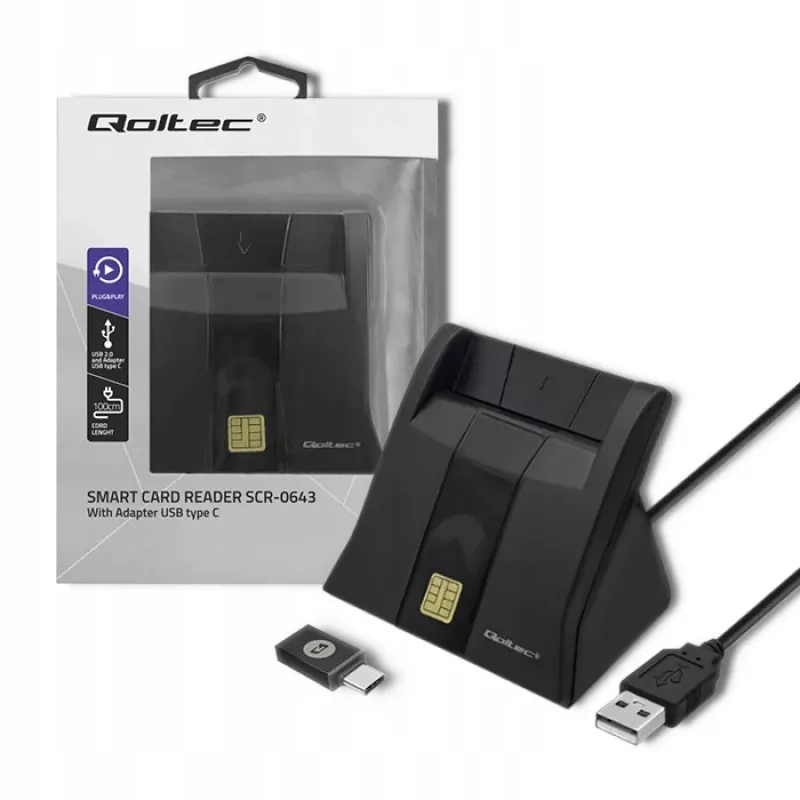 Qoltec 50643 chipkortläsare, USB 2.0