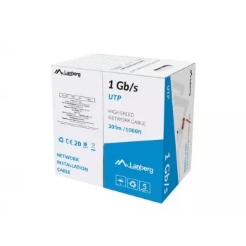 Lanberg LCU6-10CC-0305-R nätverkskabel U/UTP 305 m, 1 Gbit/s, 23 AWG, CCA, 250 MHz, röd