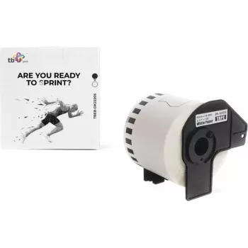 TB Print TBEB-DK22205 etikettrulle för Brother, 62 mm x 30,48 m, svart på vitt