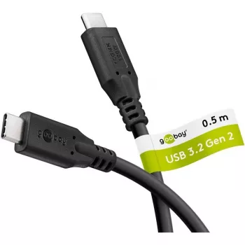 Goobay USB-kabel C, USB 3.2, 100 W, 10 Gbit/s, Power Delivery, 0,5 m (0,50 m, USB 3.2, 100 W), USB-kabel