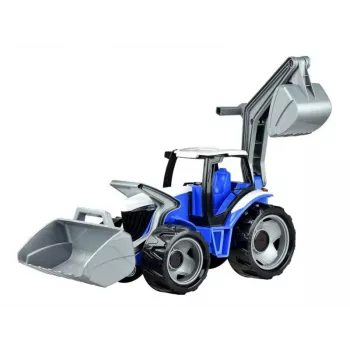Lena GIGA TRUCKS traktor med frontlastare, traktor, 3 år, plast, blå, grå, vit