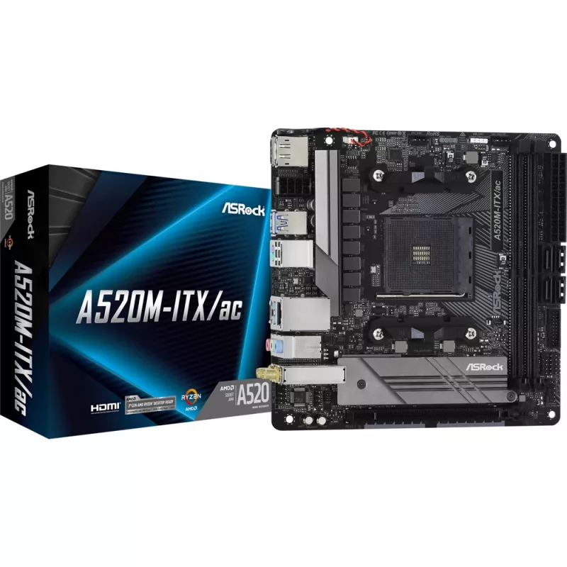 Moderkort ASRock A520M-ITX/ac Socket AM4 Mini-ITX