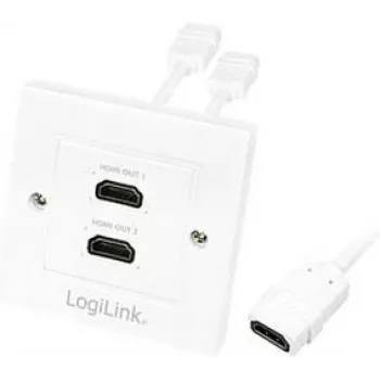 LogiLink AH0015 HDMI-uttagsdosa, infälld, 2 portar, vit