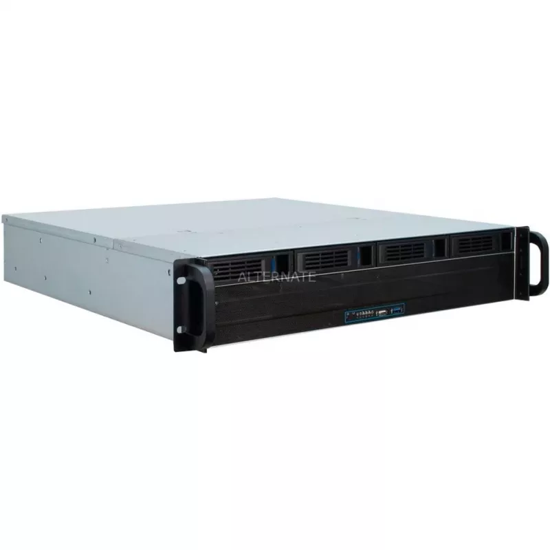 Serverchassi Inter-Tech 2U 2404L rack svart, grå
