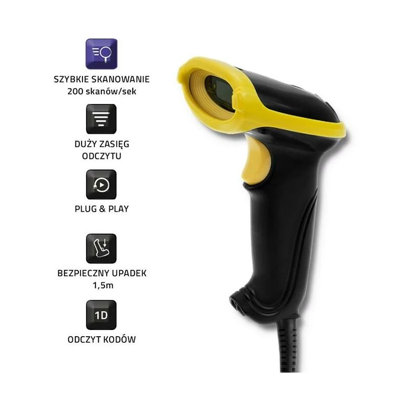 Handhållen streckkodsläsare Qoltec 50860