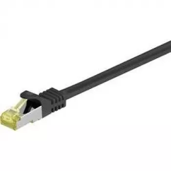 Wentronic Goobay Cat.7 råpatchkabel, S/FTP (PiMF), svart, 0,5 m – LSZH halogenfri, koppar, RJ45-kontakt (91581)