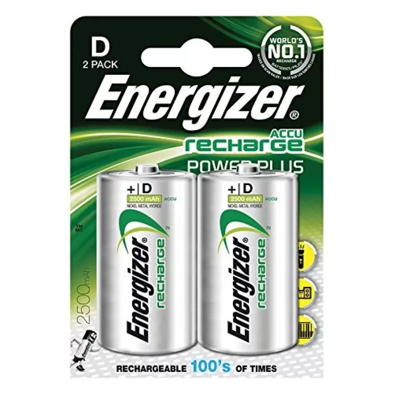 Energizer NiMH-batteri D-celler 2500mAh - 2-pack