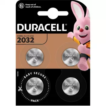 Coin cell battery Duracell CR2032 3V lithium — pack of 4