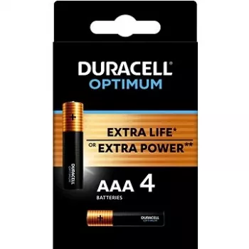 Duracell OPTIMUM AAA alkaliska batterier 4-pack – långvarig energi för små enheter