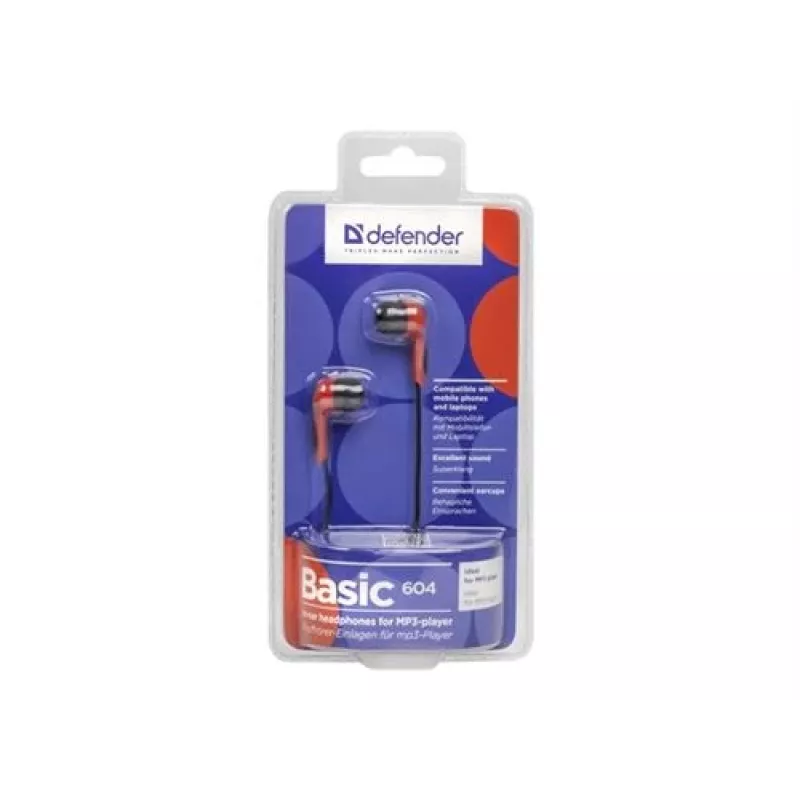 Hörlurar Defender BASIC 604 svart-röd
