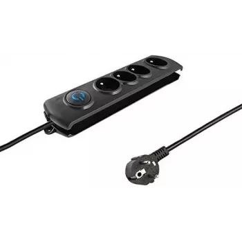 Qoltec 50105 grenuttag med överspänningsskydd, 4-fack, svart