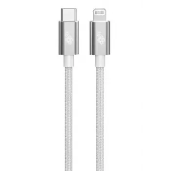 TB kabel USB-C - Lightning flätad 1m, silver