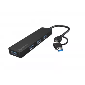 USB-hubb NATEC Mayfly USB 3.2 Gen 1 Type-A Type-C 5000 Mbit/s svart