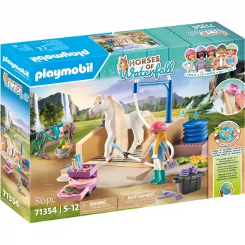 Playmobil Horses of Waterfall – tvättstation med Isabella och lejoninna – låtsaslek och kreativ lek för barn 5 till 10 år – Fat Brain Toys