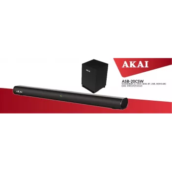AKAI soundbar ASB-20CSW 2.1 80W trådlös subwoofer Bluetooth 5.0 HDMI ARC