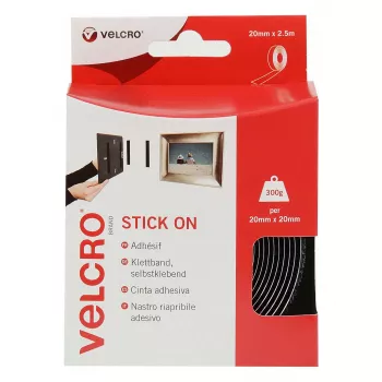 VELCRO VEL-EC60215 självhäftande kardborreband, 20 mm x 2,5 m, svart