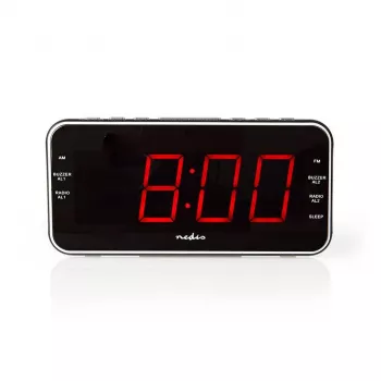 Nedis CLAR004BK Radioväckarklocka med LED-display, FM-tuner, dubbellarm, projektion, AUX, svart