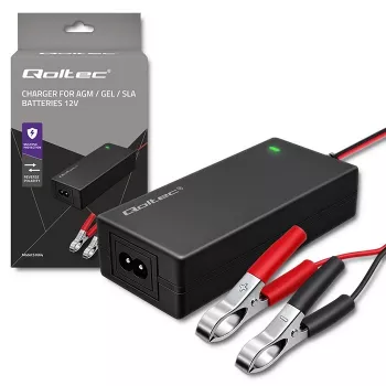 Qoltec automatisk batteriladdare AGM GEL STD 12V 4A 48W LED kabel 1,8m