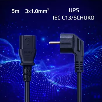 QOLTEC nätkabel SCHUKO CEE vinkelkontakt IEC C13 5 m svart