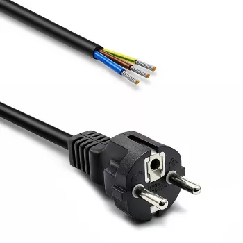 QOLTEC SCHUKO CEE strömkabel Cu avskalad och förtennad 1,5m svart