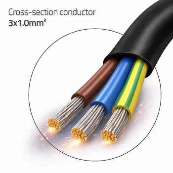 QOLTEC SCHUKO CEE strömkabel Cu avskalad och förtennad 1,5m svart