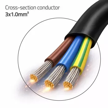 QOLTEC strömkabel SCHUKO CEE vinkelkontakt Cu avskalad 1,5m svart
