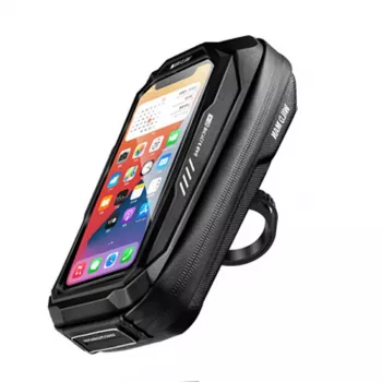 WILDMAN X3 cykelstyrväska med telefonhållare, svart, hårt skal, vattenavvisande, upp till 6,7 inch