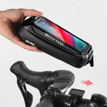 WILDMAN X3 cykelstyrväska med telefonhållare, svart, hårt skal, vattenavvisande, upp till 6,7 inch
