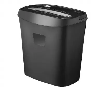 Deli E9947 dokumentförstörare, tvärsnitt, 10 ark kapacitet, 18L behållare, svart