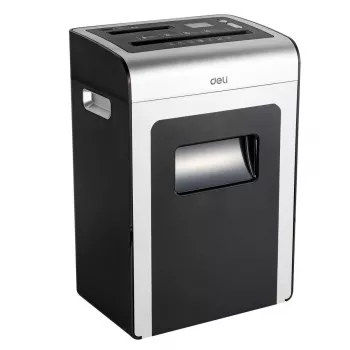 DELI E9917EU dokumentförstörare, tvärsnitt, 10 ark, 20L, svart