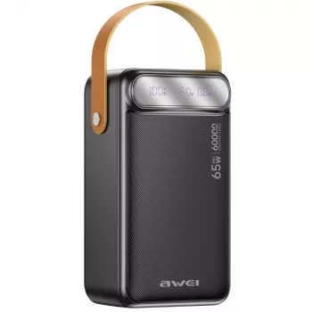 AWEI PA-82 powerbank 60000mAh 65W PD 2xUSB-A/USB-C svart