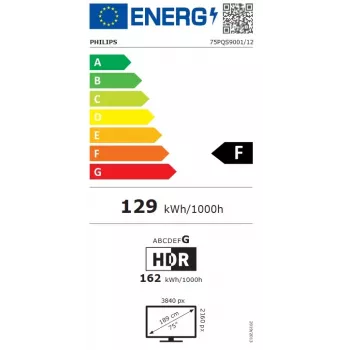 Philips 75PQS9001/12 75 inch QLED 4K Ultra HD Google TV med 3-sidig Ambilight, MiniLED, 120Hz, Dolby Vision & Atmos, VRR, ALLM, FreeSync Premium, G-Sync-kompatibel, 4x HDMI 2.1, 2x USB, Wi-Fi, Bluetooth 5.0, DVB-T/T2/C/S/S2, grå