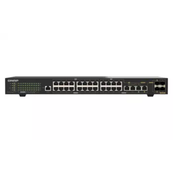 QNAP QSW-M2130P-2C2S26T 26-portars 2.5GbE PoE++ managed Layer 2 rackmonterad switch med 2x 10GbE SFP+ och 2x 10GbE combo-portar, 370W PoE-budget