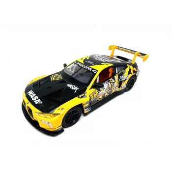 PULIO 1:24 BMW M4 GT3 die-cast modellbil med ljus och ljud, pull-back-funktion, öppningsbara dörrar