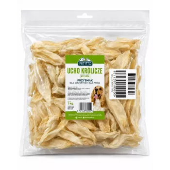 PETITTO kaninöra tuggodling för hundar – utan päls, 1 kg