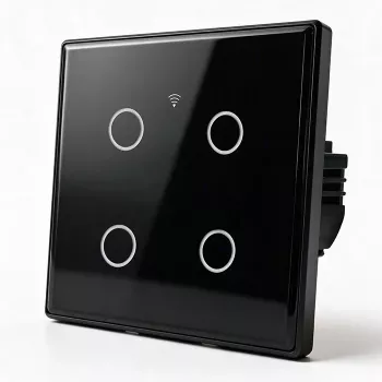 Qoltec Smart touch-ljusströmbrytare 4-vägs Wi-Fi timer Tuya | härdat glas | vit