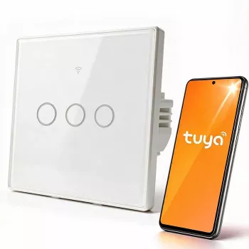 Qoltec Smart touch-ljusströmbrytare 3-vägs Wi-Fi timer Tuya vit