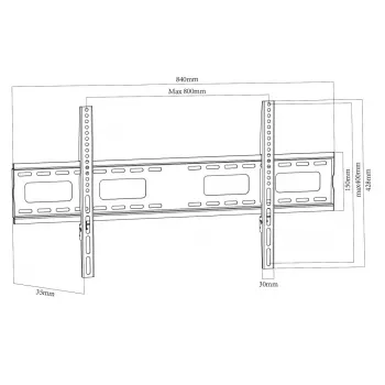 MACLEAN MC-420 fast TV-väggfäste för 43-120 inch skärmar, 120 kg, VESA upp till 900x600, svart