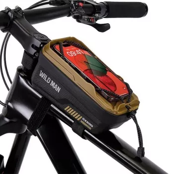 WILDMAN GX200 Bicycle Frame Bag with Phone Holder, Desert