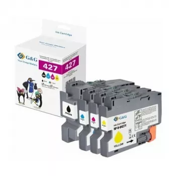G&G kompatibelt bläckpatron-set för Brother LC-427 – svart, cyan, magenta, gul (GP-B427BKCMY-4P)