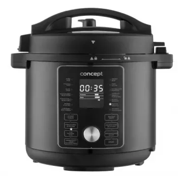 CONCEPT CK8000 multicooker med varmluftsfritös-funktion, 6L gryta, 3,5L korg, 1500W, 10 program, svart/silver