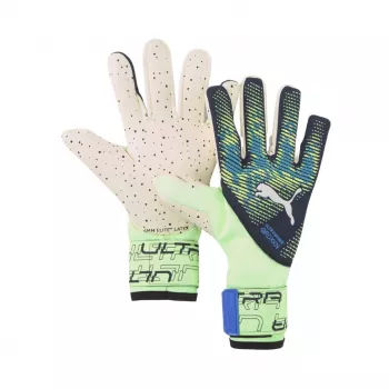 PUMA Ultra Ultimate 1 NC målvaktshandskar Green Flash White Blue Glimmer 9.5