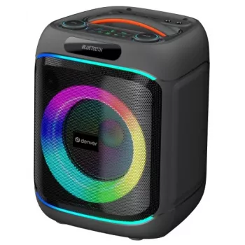 DENVER BPS-170 400W Bluetooth-partyhögtalare med RGB-ljus, TWS, karaoke, FM-radio, USB/SD/AUX/mikrofoningångar