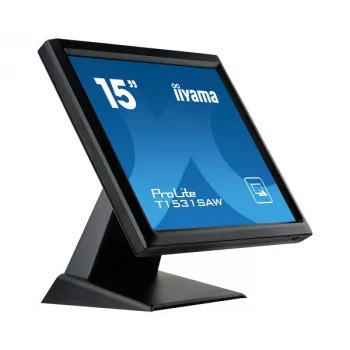 Iiyama ProLite T1531SAW-B5 15 inch XGA resistiv touch LED-skärm, 4:3, DVI-D/VGA, USB, högtalare, IP54-front, VESA, svart