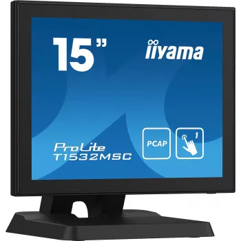 Iiyama ProLite T1532MSC-B5X 15 inch projektiv kapacitiv touch LED-skärm – 1024x768 XGA, 10-punkt, HDMI, DVI, VGA, USB, IP54-front, 7H, högtalare