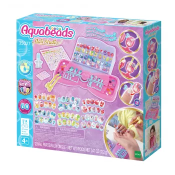 EPOCH Aquabeads Nail Studio startset - vattenaktiverat pärlnagelkonstset för barn, över 100 designer, återanvändbara naglar, utan lim, från 4 år