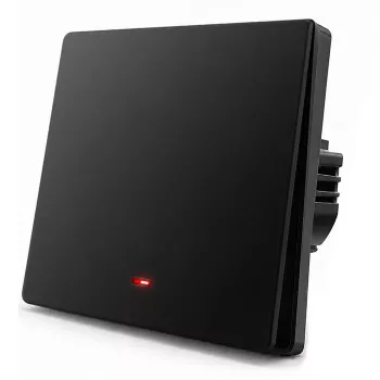 Qoltec 52722 smart Wi-Fi-ljusbrytare, 1-kanal, touchpanel, timer, Tuya/Smart Life, svart