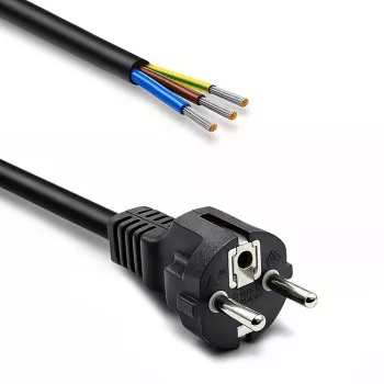 QOLTEC 54598 Schuko CEE 7/7 till avisolerad & lödd strömkabel 3 m H05VV-F 3x1,0mm² svart