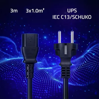 QOLTEC 54627 Schuko till IEC C13 nätkabel 3m 3x1mm² svart